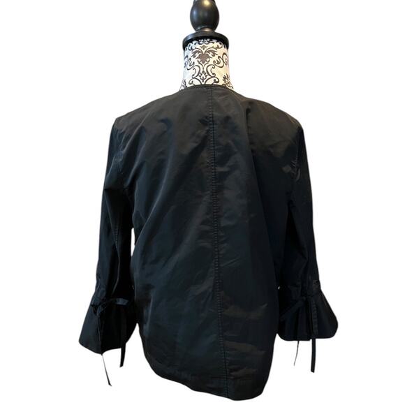 Lafayette 148 New York Johnsie Empirical Tech Cloth Zip Up Jacket Black Sz M - Picture 2 of 9